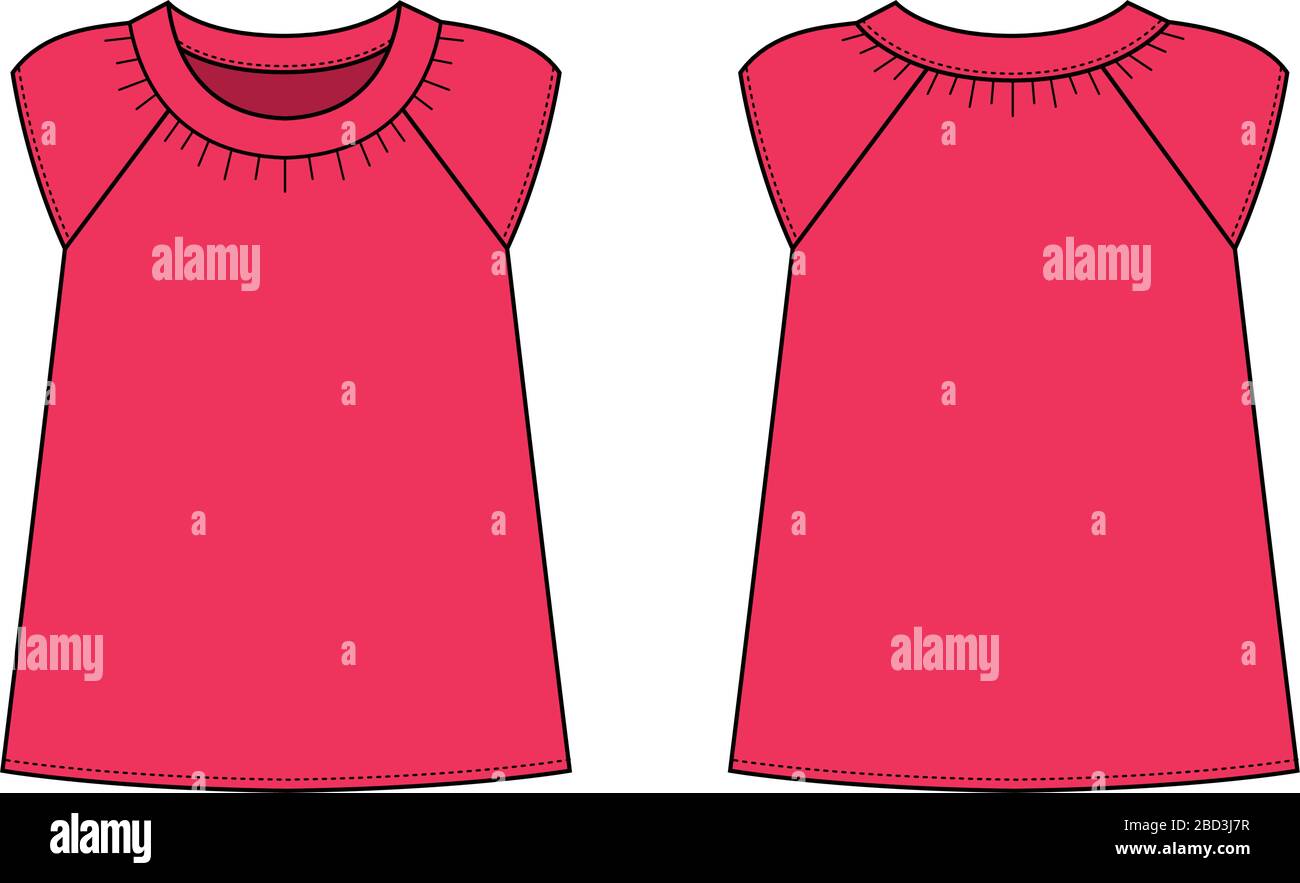 camiseta de manga corta para mujer (camisa de manga de farol) ilustración  de plantilla Imagen Vector de stock - Alamy