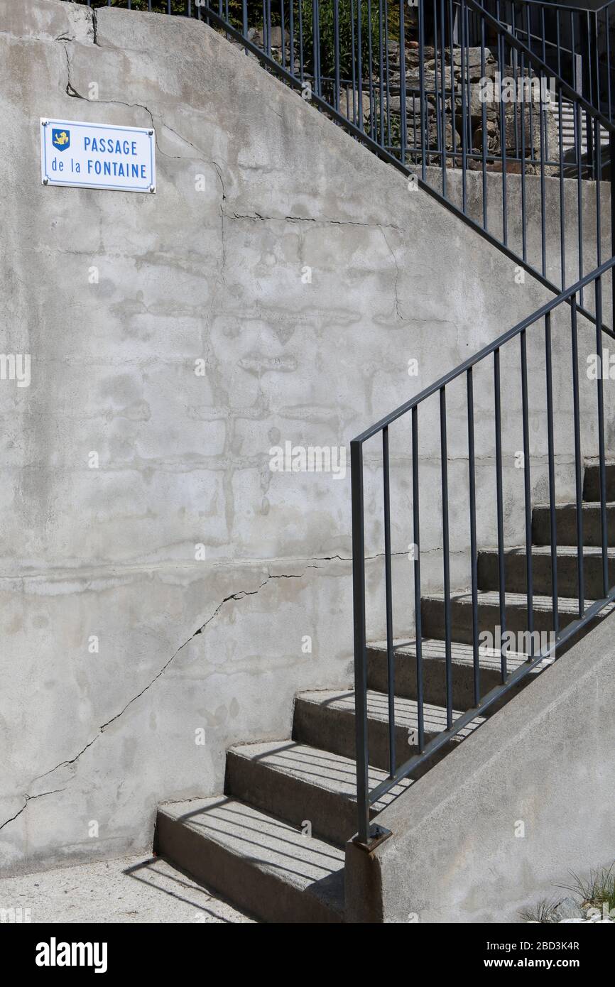 Escalier. Paso de la Fontaine. Saint-Gervais-les-Bains. Alta Saboya. Francia. Foto de stock