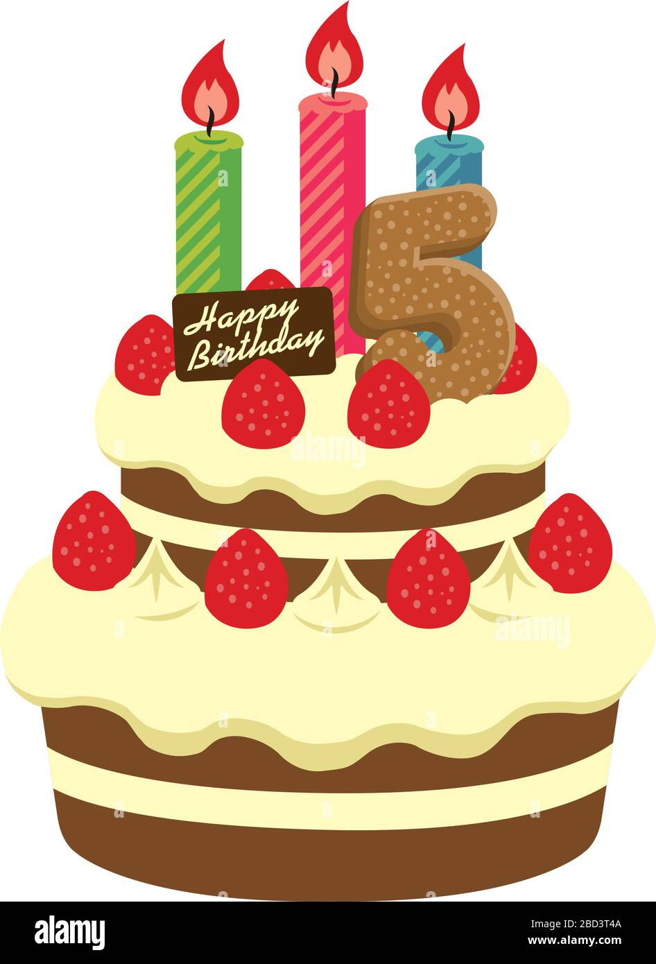 Diariamente florero enviar Ilustración de pastel de cumpleaños ( para 5 años Imagen Vector de stock -  Alamy