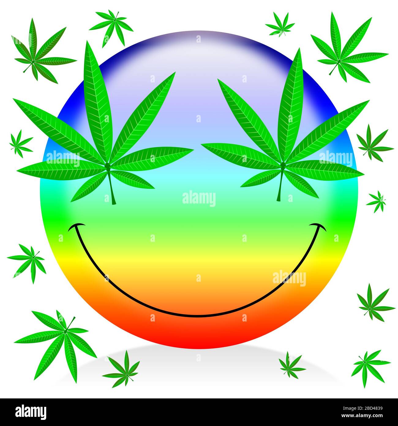 Feliz emoticono arco iris marihuana - ilustración de dibujos animados de  colores Fotografía de stock - Alamy