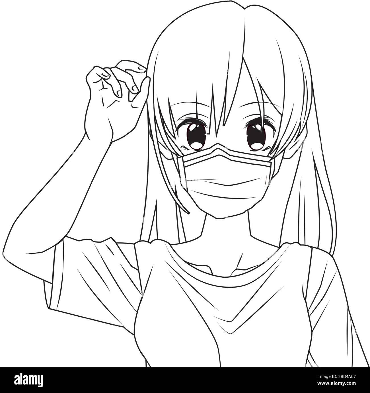 mujer usando el carácter anime de la máscara de la cara Imagen Vector de  stock - Alamy
