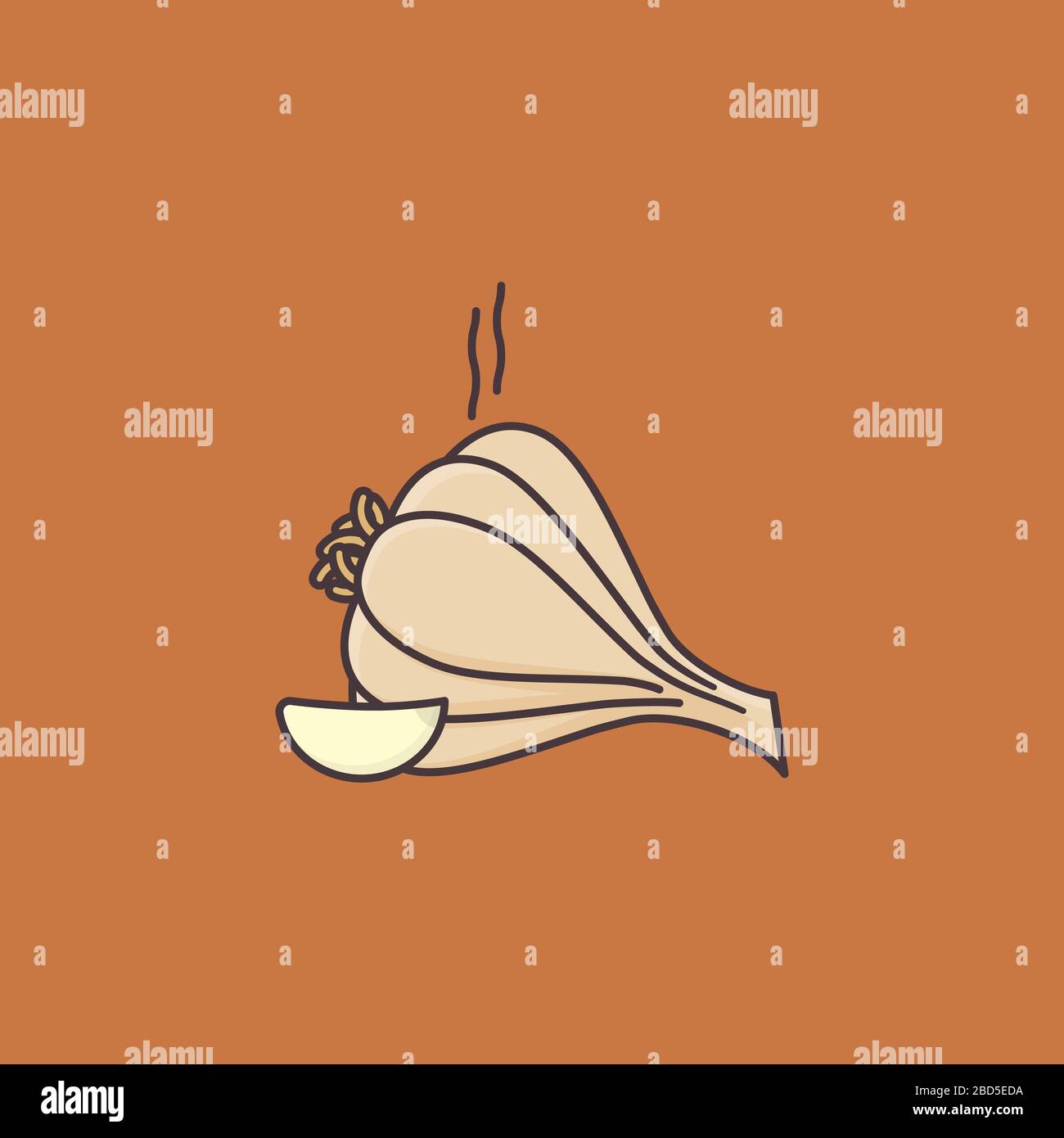 Bulbo de ajo e ilustración de vector de clavo para el día del Ajo el 19 de abril. Símbolo de color de especias aromáticas. Ilustración del Vector