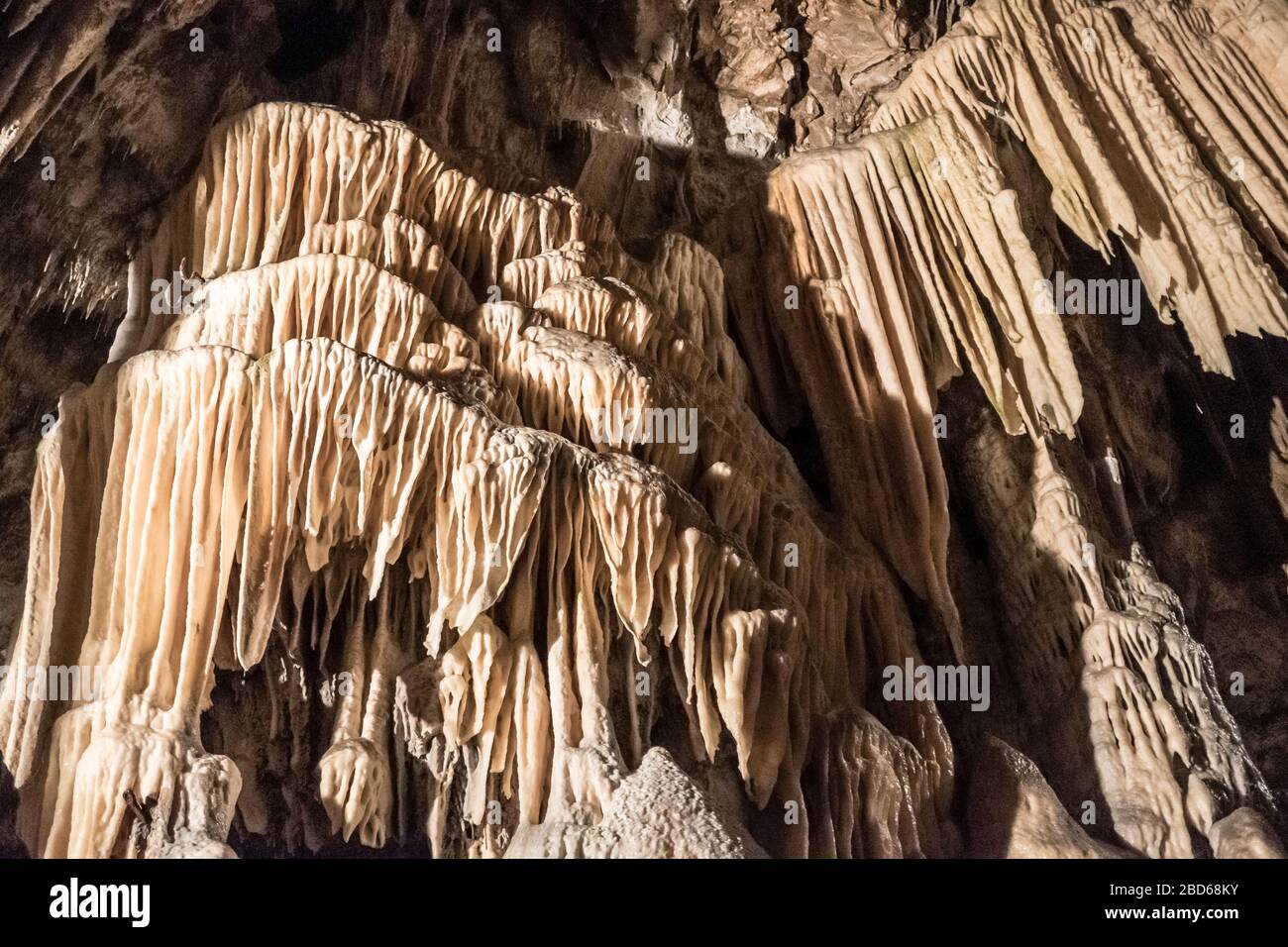 Detalle de estalactitas en el Postojna, Eslovenia Foto de stock