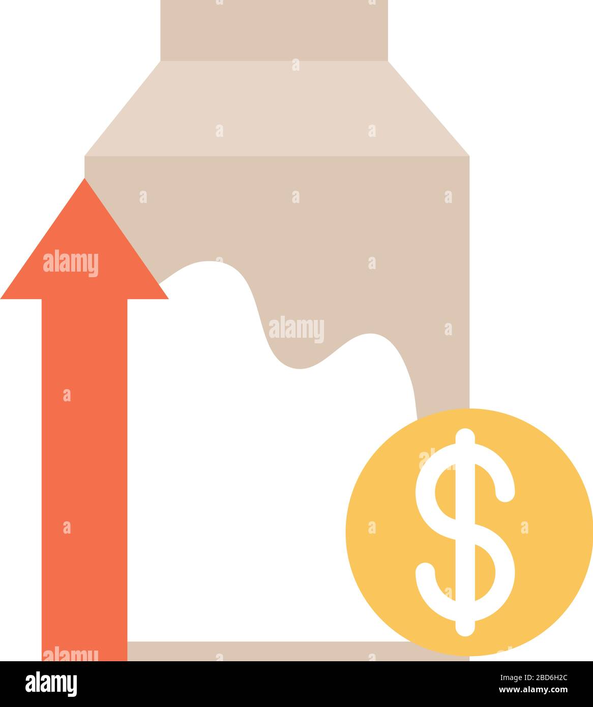 caja de leche dinero costo de la economía, el aumento de los precios de los  alimentos, estilo plano icono vector ilustración Imagen Vector de stock -  Alamy
