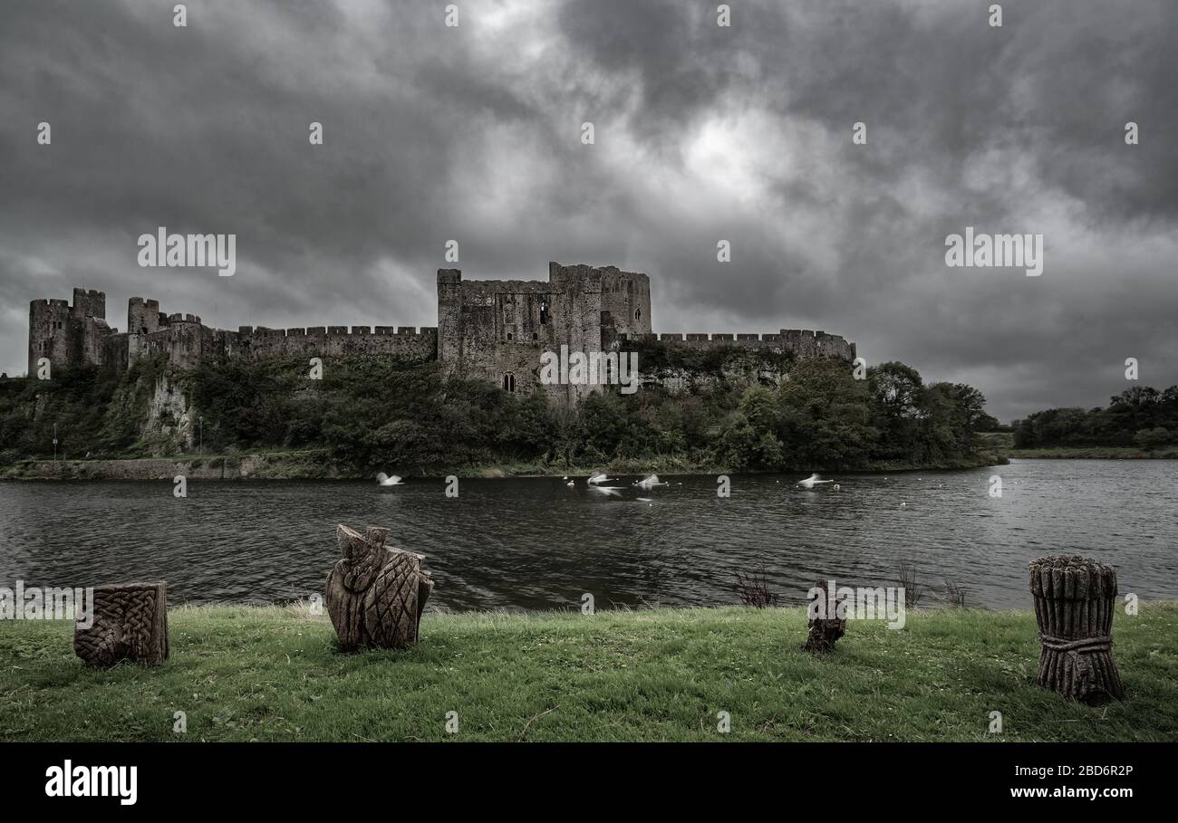 Pembroke Castle' Wales Foto de stock