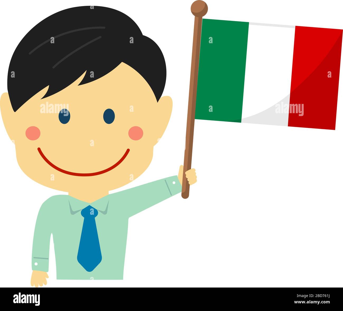Hombre de negocios de dibujos animados con banderas nacionales / Italia .  Ilustración de vector plano Imagen Vector de stock - Alamy