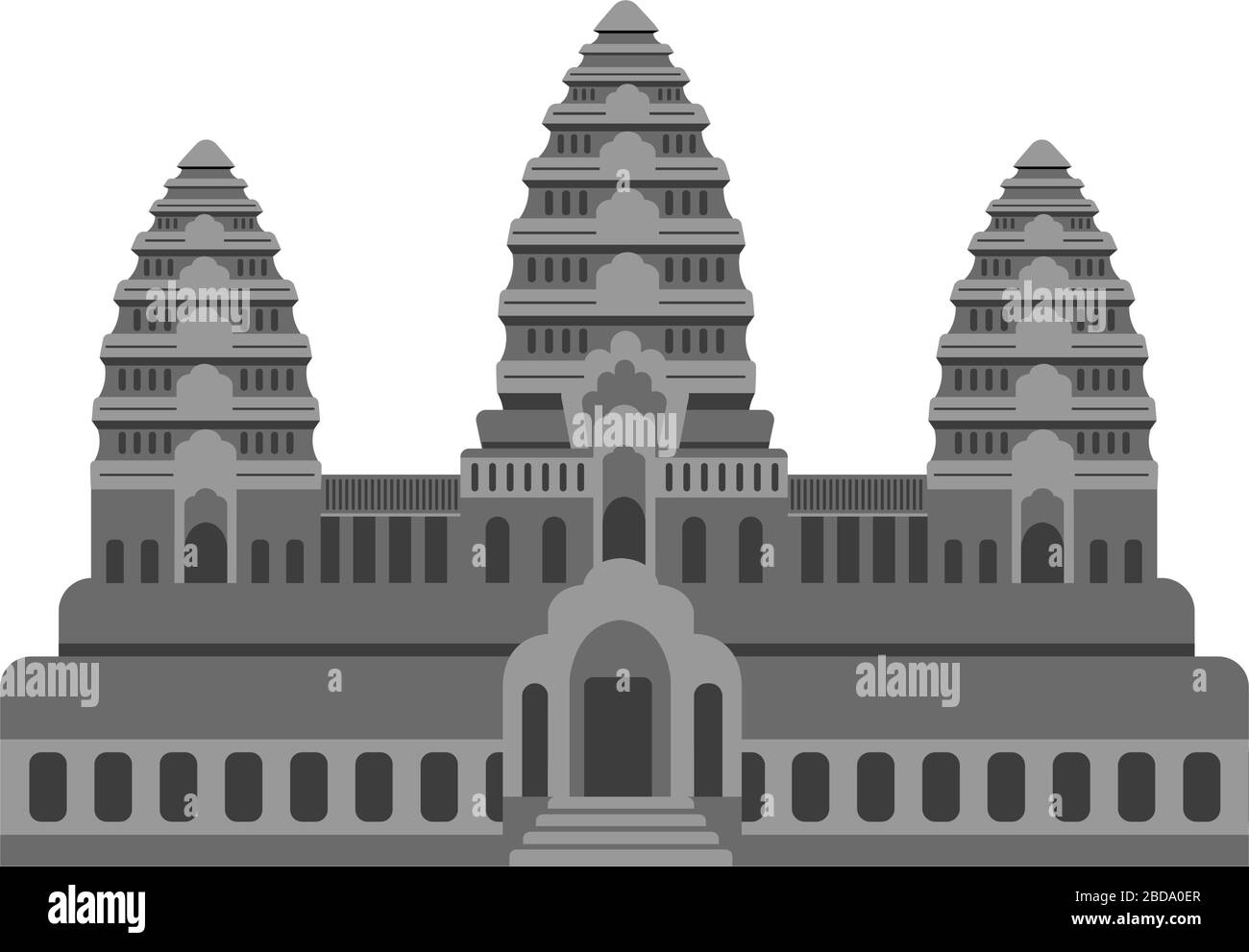 Angkor Wat - Camboya / edificios famosos del mundo ilustración vectorial. Ilustración del Vector