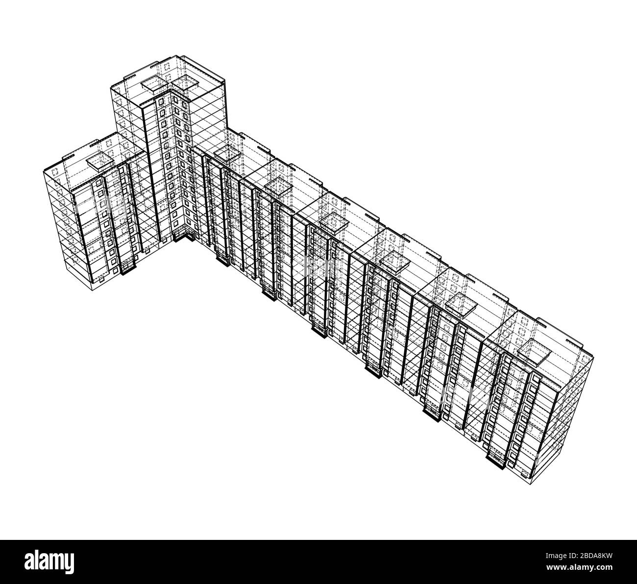 Modelo Vectorial De Estructura Alámbrica De Un Edificio De Varios Pisos Imagen Vector De Stock 7199