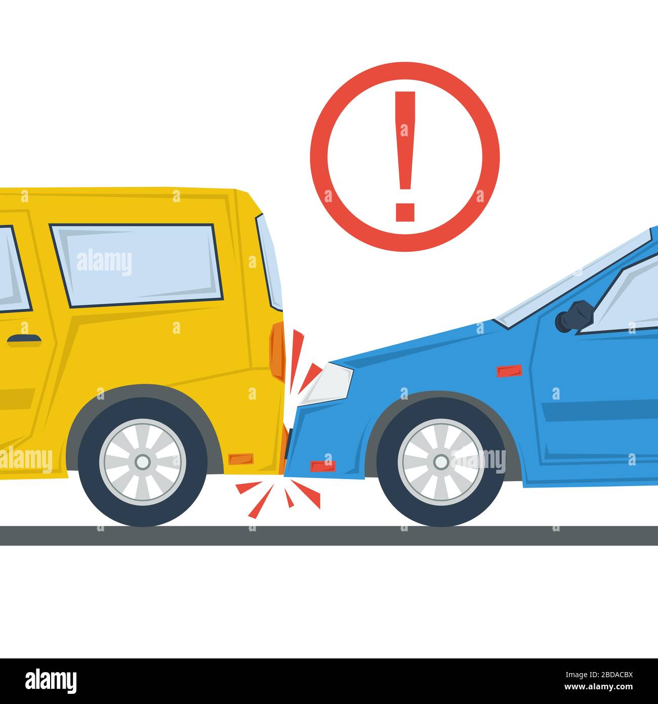 Ilustración plana de accidente de coche aislada Ilustración del Vector