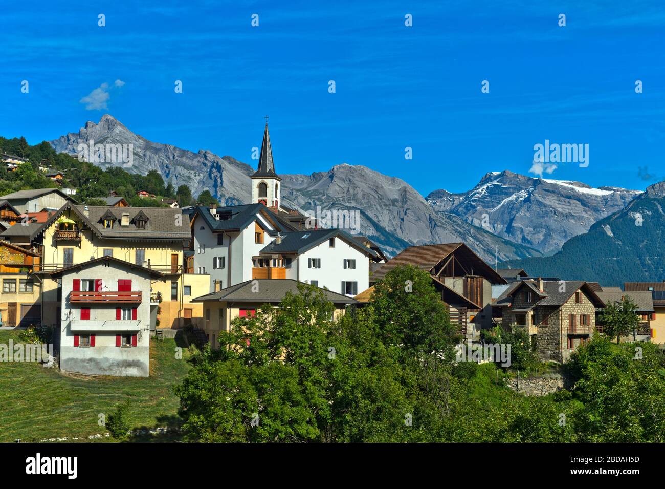Distrito Basse-Nendaz, Nendaz, Valais, Suiza Foto de stock