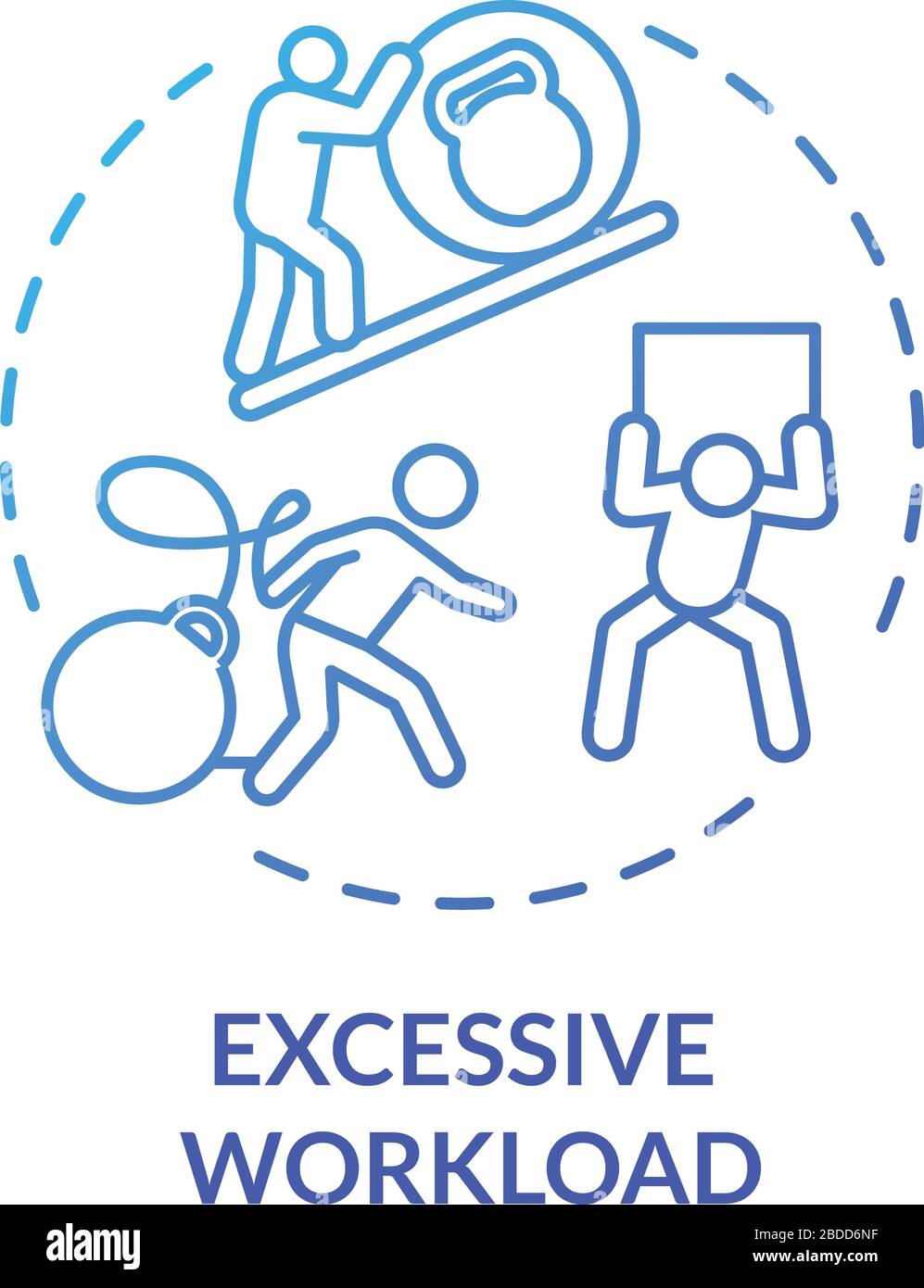 Icono de concepto azul de carga de trabajo excesiva. Multitarea en el trabajo. Abrumado