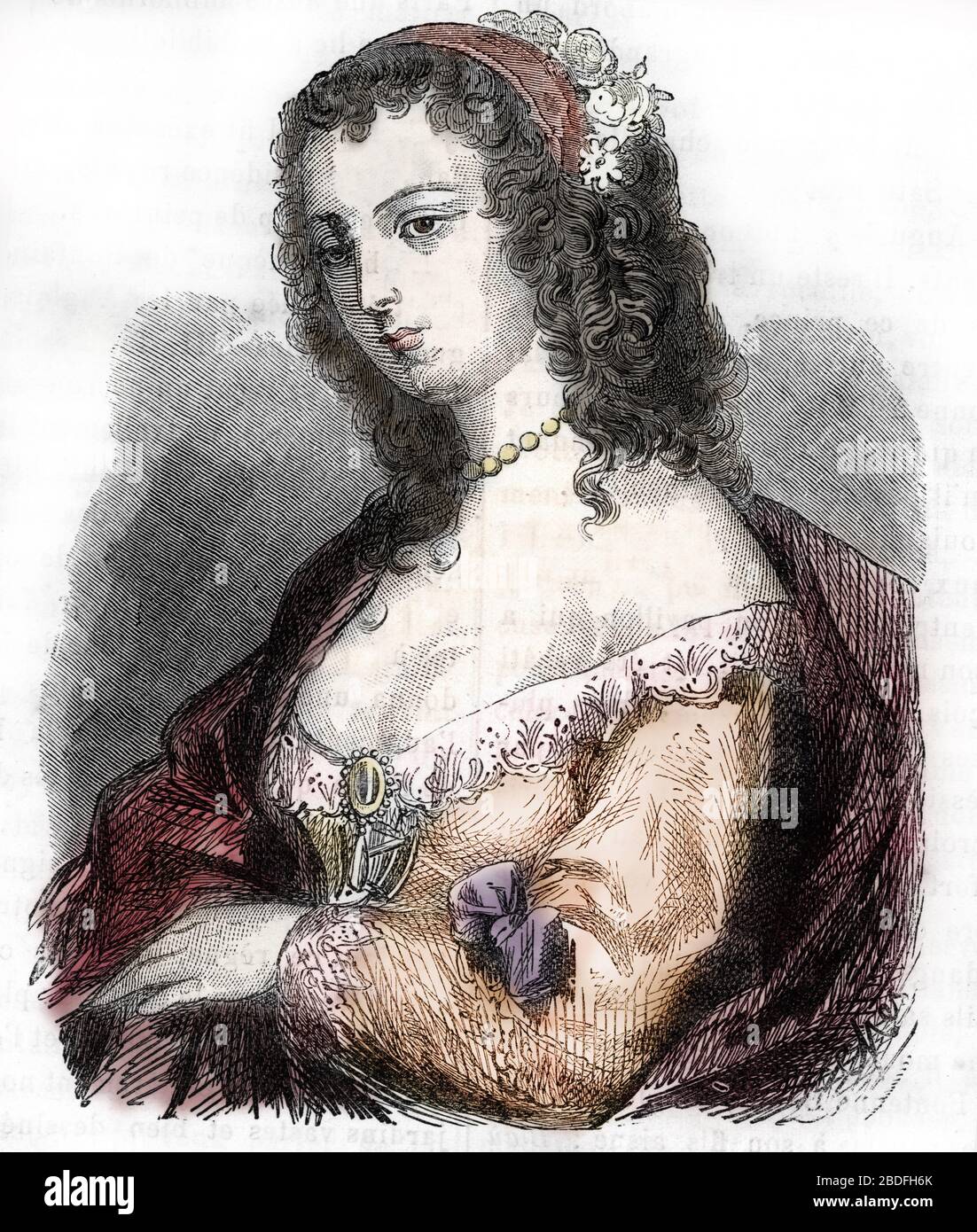'Retrato de Anne d'Autriche (1601-1666) reine de France' (Retrato de la reina de Francia Ana de Austria) Grabado siglo 19 Colección privada Foto de stock