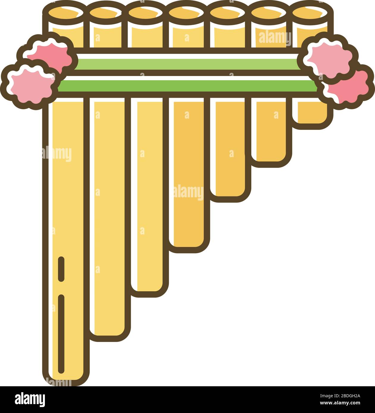 Icono de color RGB amarillo Siku. Instrumento musical de viento tradicional  peruano. Pantanerías hispanas. Flauta de pan, zamponia. Instrumento popular  de Perú, Bolivia Imagen Vector de stock - Alamy