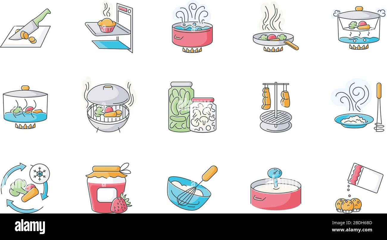 Ingredientes De Cocción E Iconos De Los Utensilios De Cocina Dibujo De  Dibujos Animados Planos Vectoriales Elementos De Diseño De Ilustración del  Vector - Ilustración de torcer, receta: 163279187