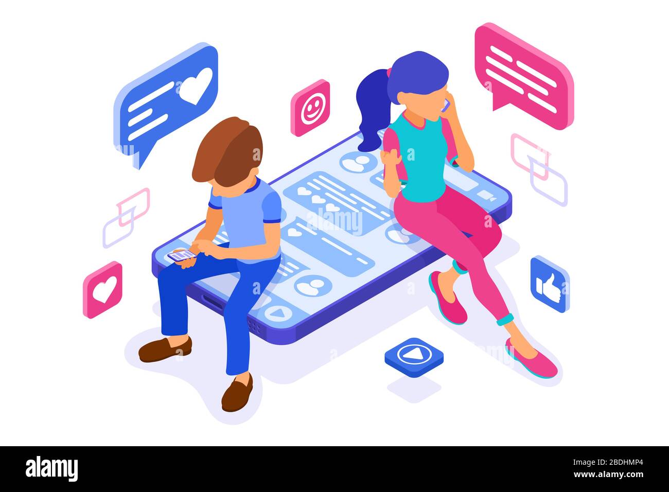 chat en línea citas amistad en redes sociales Ilustración del Vector