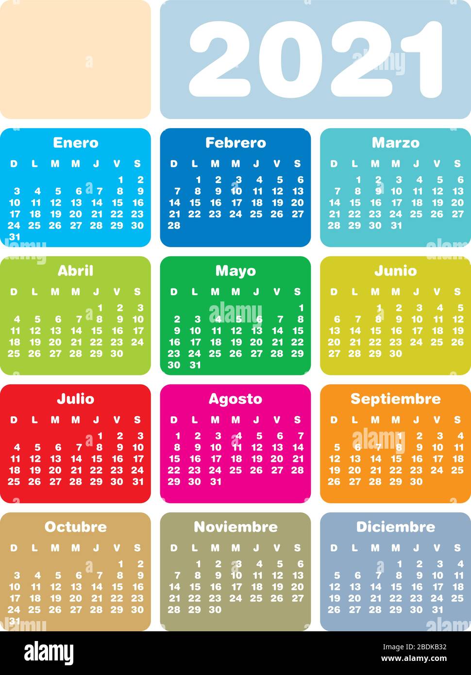 Calendario En Castellano 2021 Imágenes Recortadas De Stock Alamy 