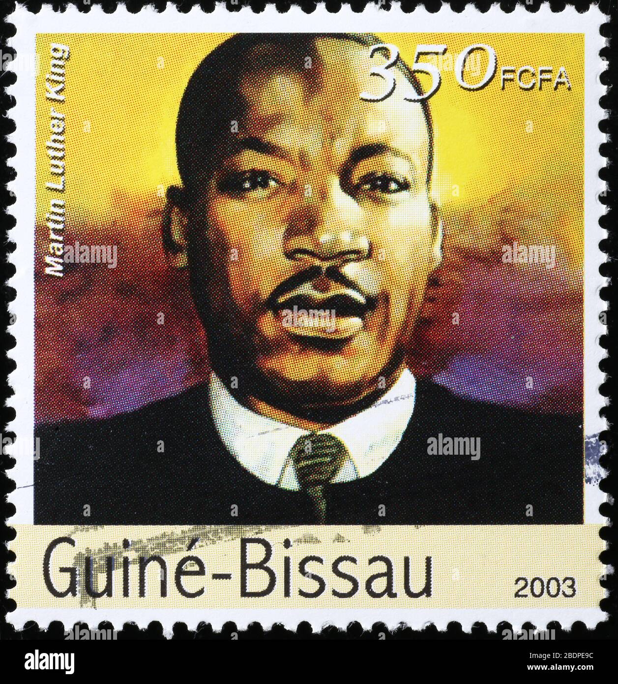 Retrato de Martin Luther King en el sello de Guinea Bissau Foto de stock