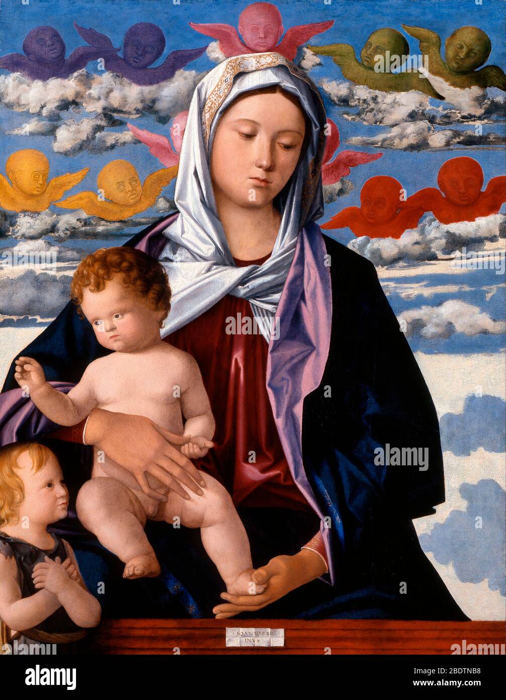 Madonna y el Niño con San Juan Bautista - Taller de Giovanni Bellini, alrededor de 1500 Foto de stock