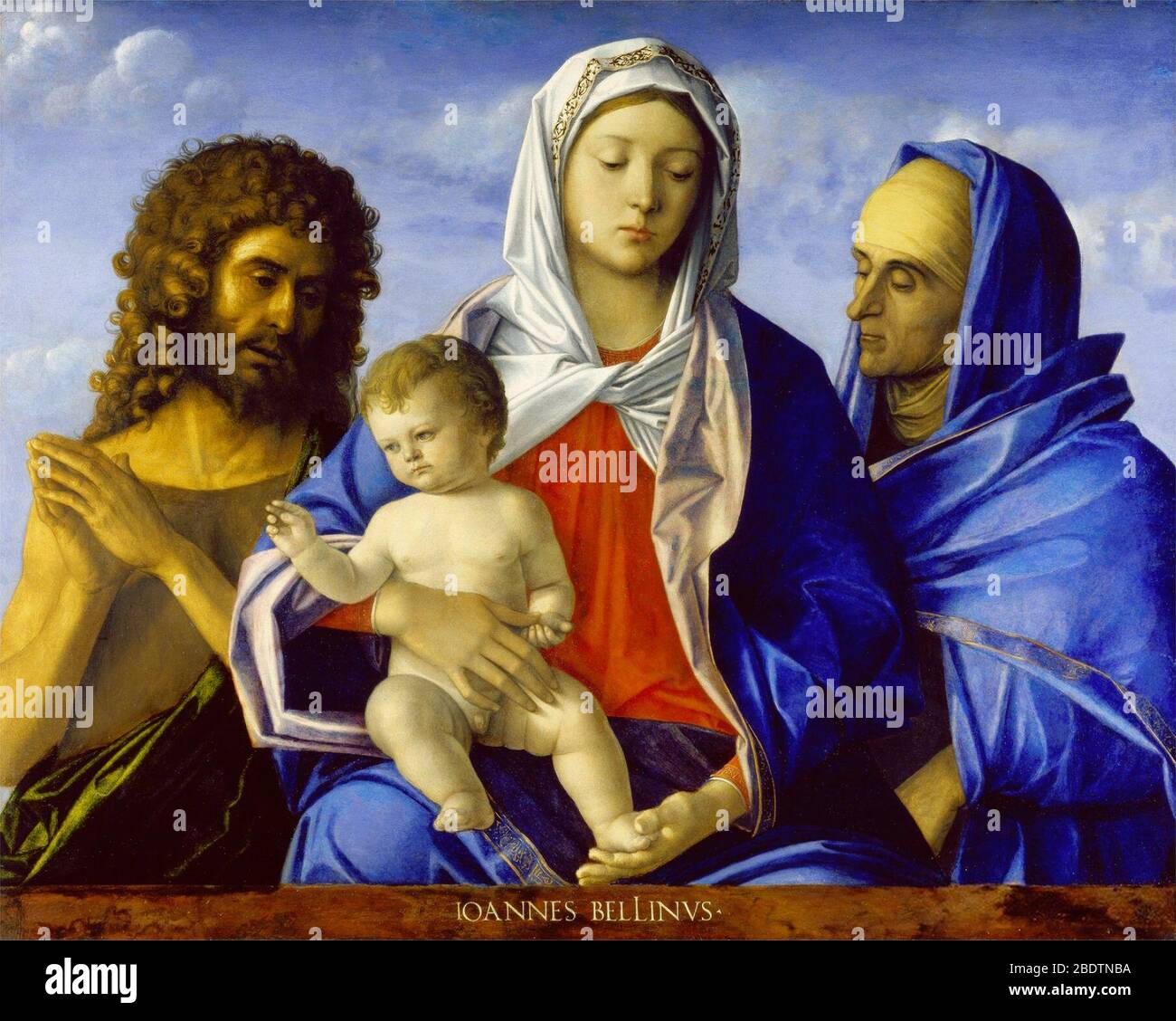 Madonna y el Niño con Juan el Bautista y Santa Isabel - Giovanni Bellini y taller Foto de stock