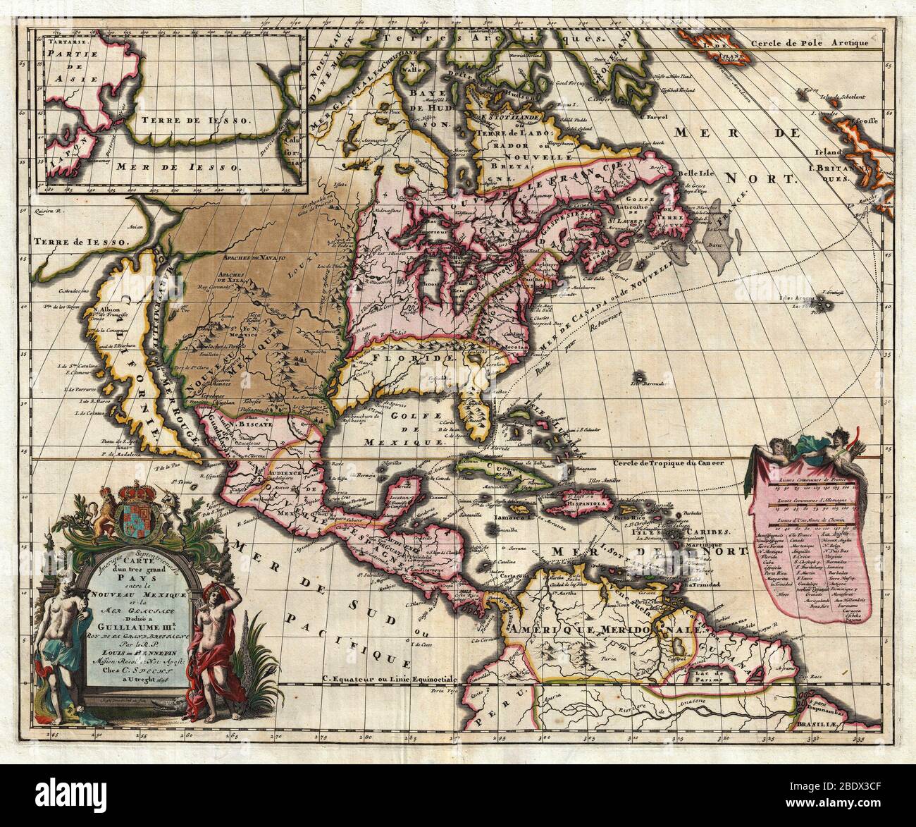Mapa de Hennepin de América del Norte, 1698 Foto de stock