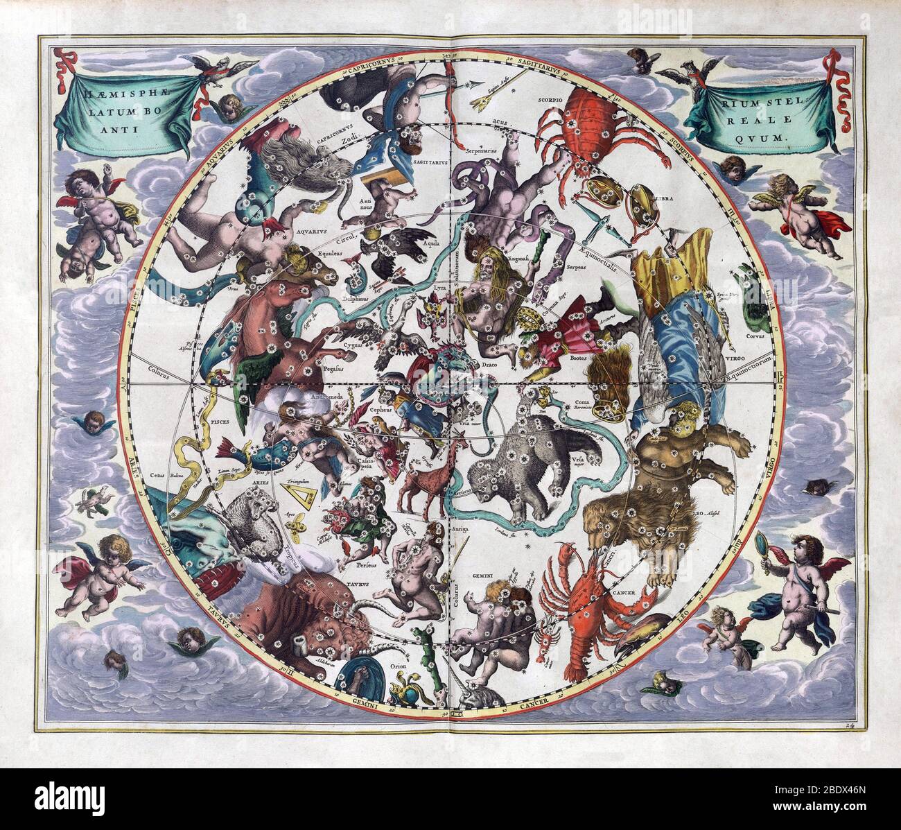 Hemishpere del Norte, Harmonia Macrocosmica, 1660 Foto de stock