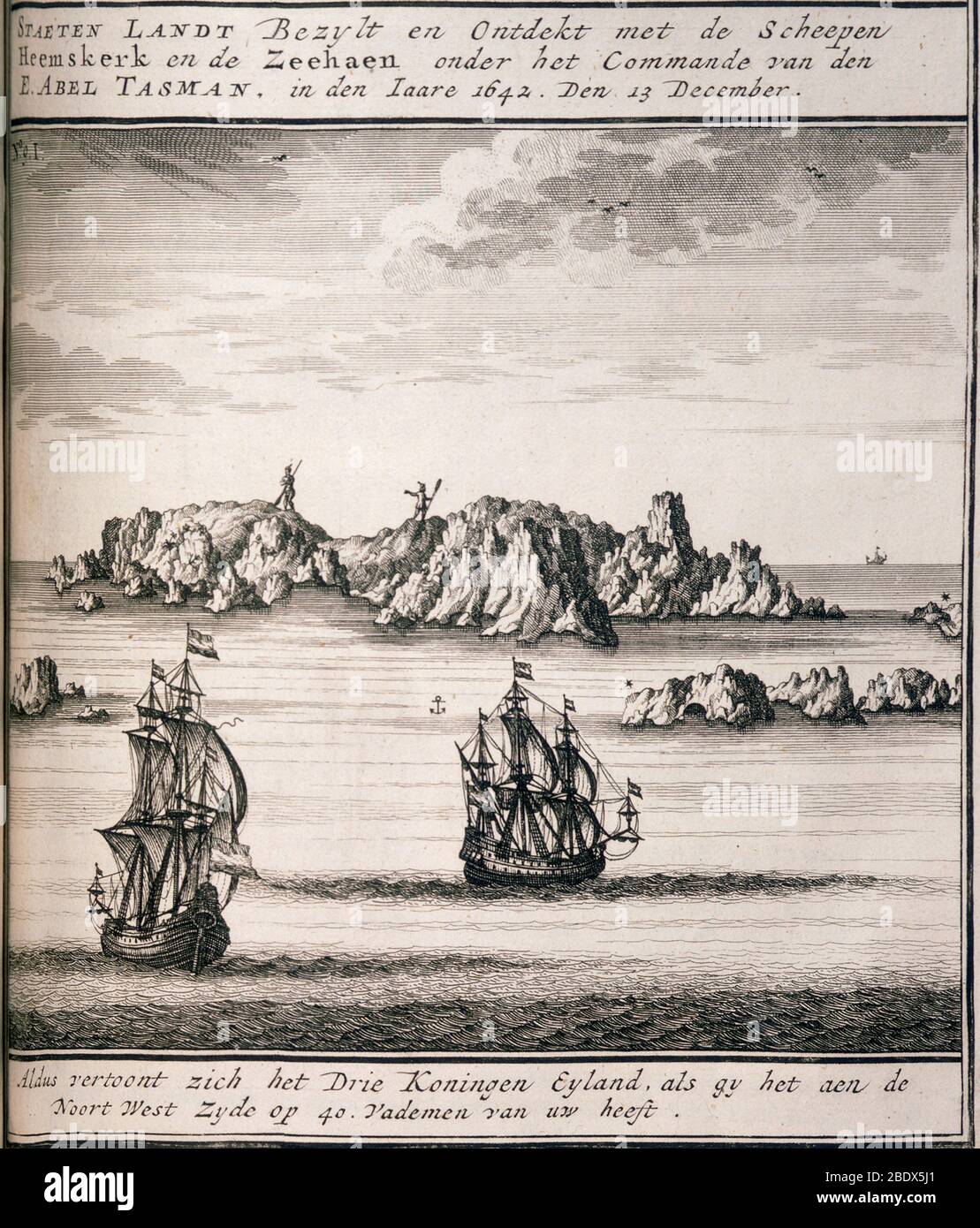 Abel Tasman, Isla de los tres Reyes, 1843 Foto de stock