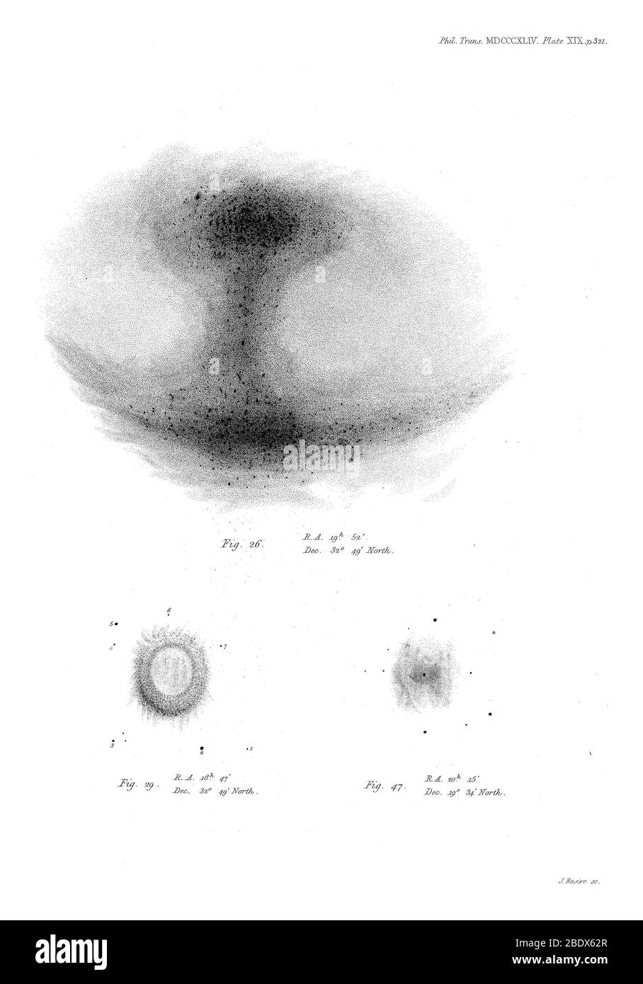 William Parsons, observaciones sobre las Nebulae, 1844 Foto de stock