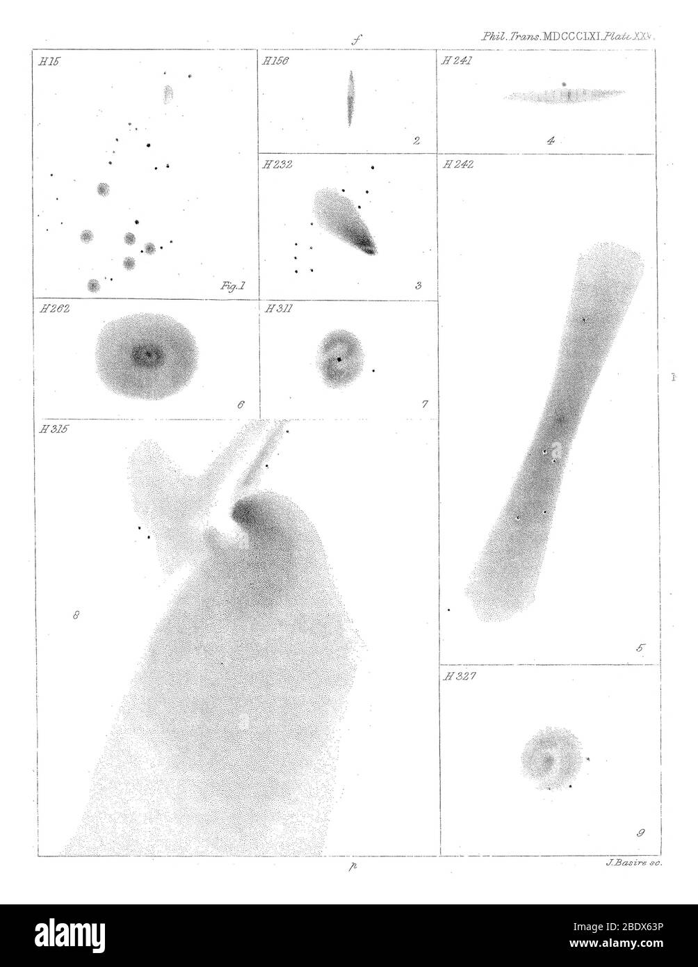 William Parsons, observaciones sobre las Nebulae, 1861 Foto de stock