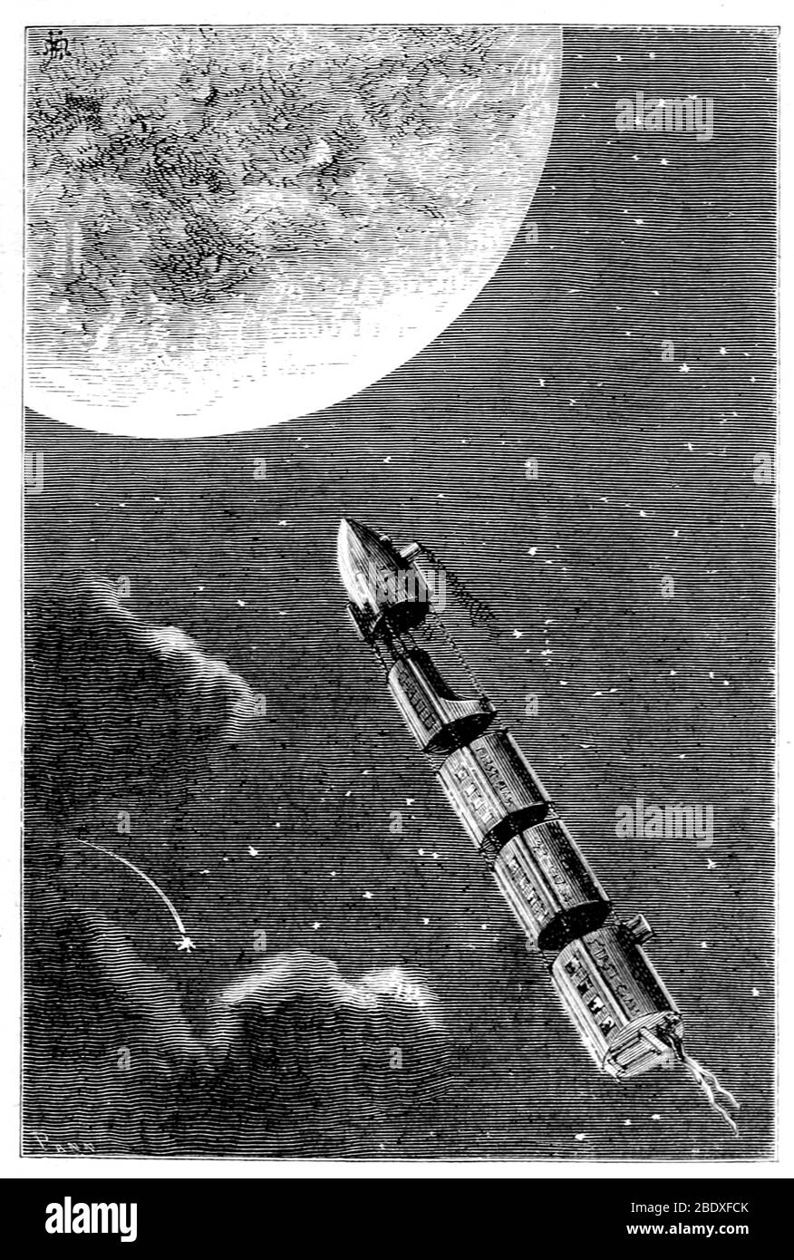 Jules Verne, 'de la Tierra a la Luna' Foto de stock