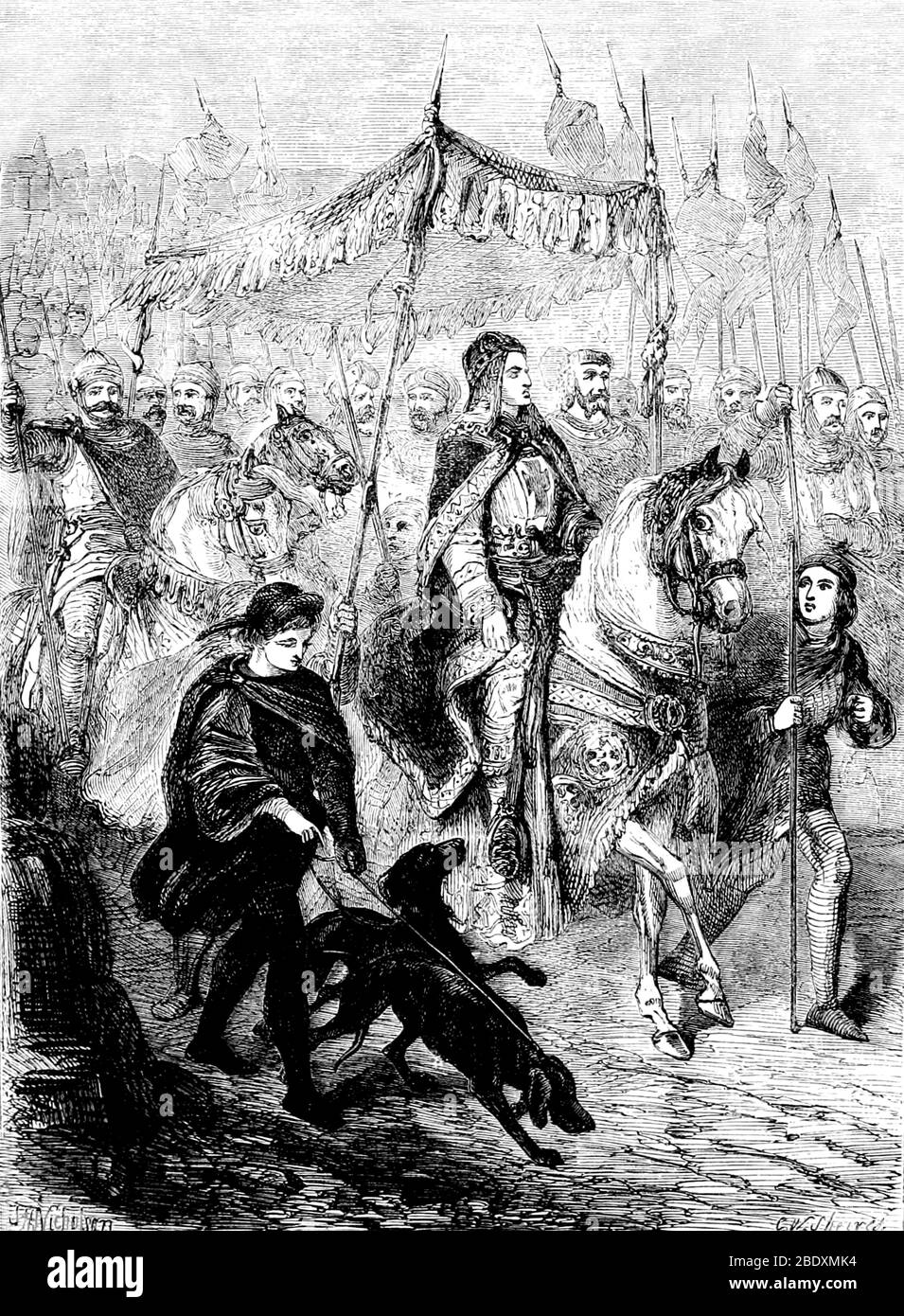 Thomas Becket llega a Francia, 1164 Foto de stock