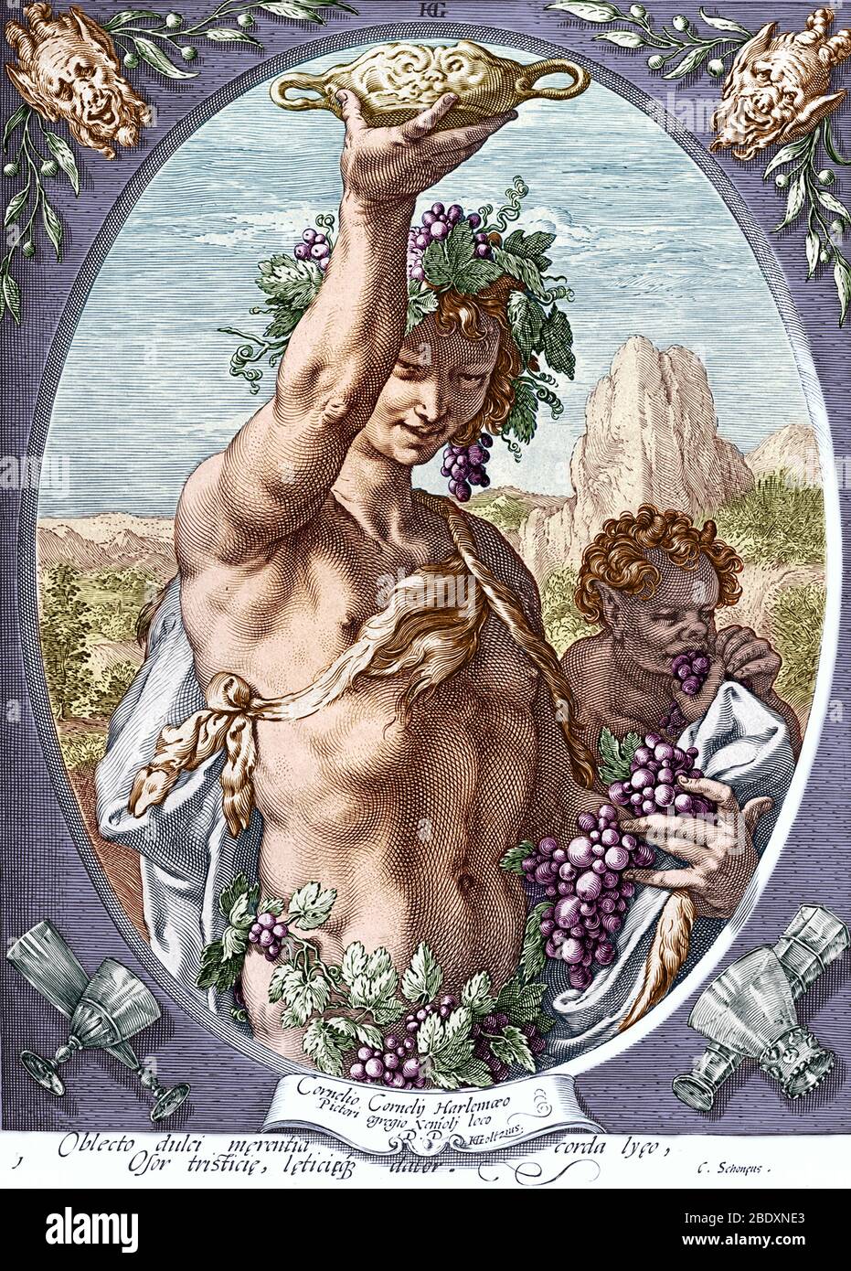 Dioniso, o Bacchus, Dios del vino Foto de stock