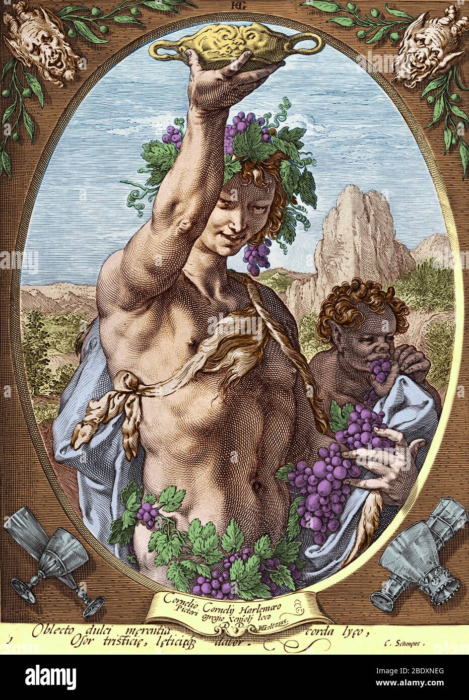 Dioniso, o Bacchus, Dios del vino Foto de stock
