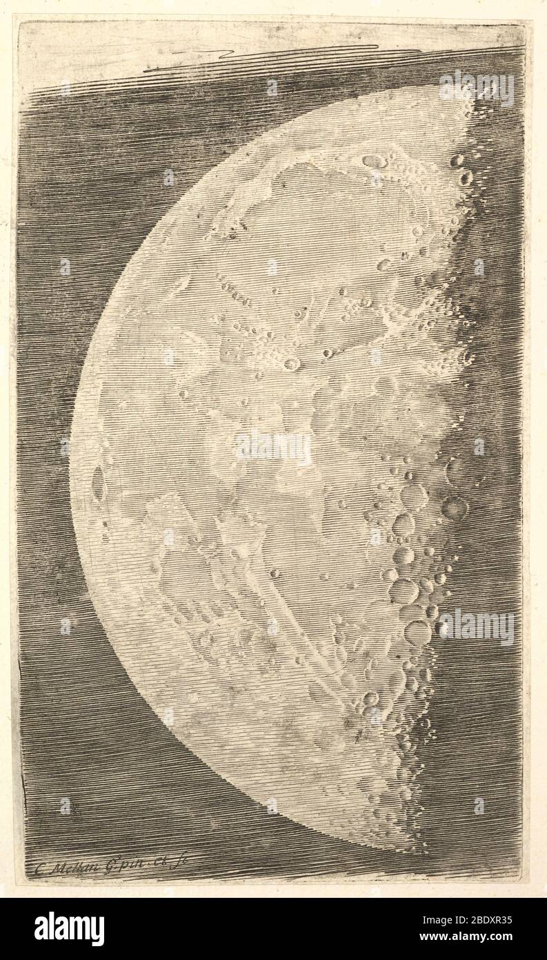 Luna, trimestre final, 1635 Foto de stock