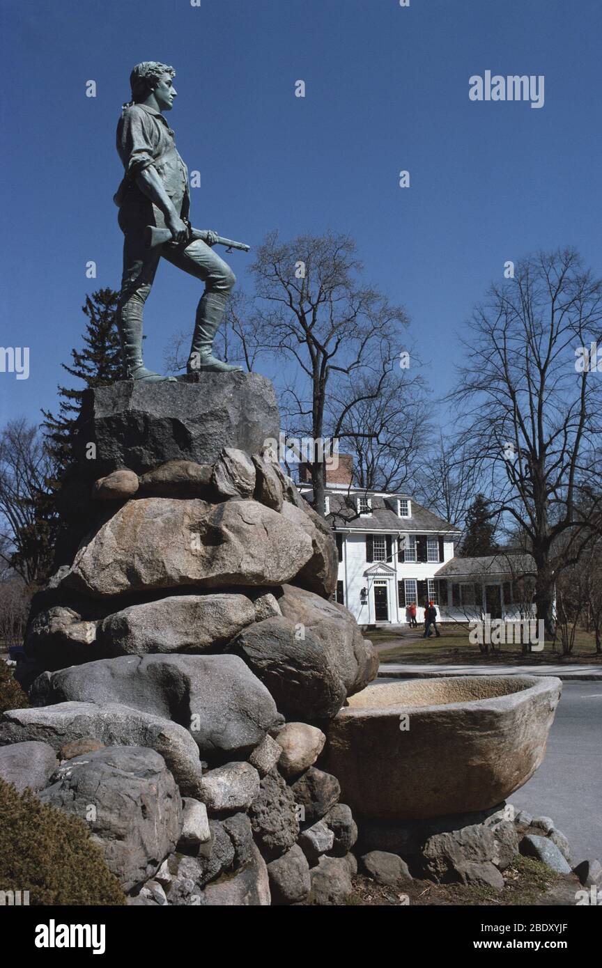 Estatua de Minuteman, Lexington, Massachusetts Foto de stock