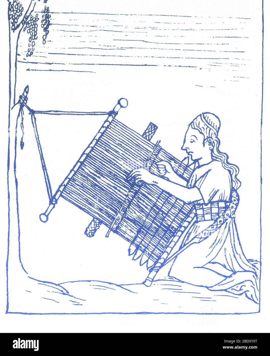 Incan Mujer tejiendo, códice del siglo XVII. Foto de stock