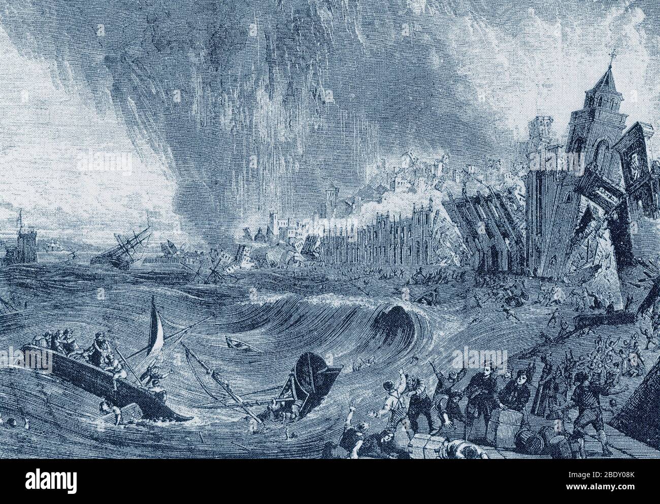 Tsunami de Lisboa, 1755 Foto de stock