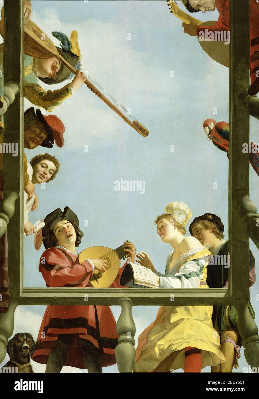 Grupo musical en un balcón, 1622 Foto de stock
