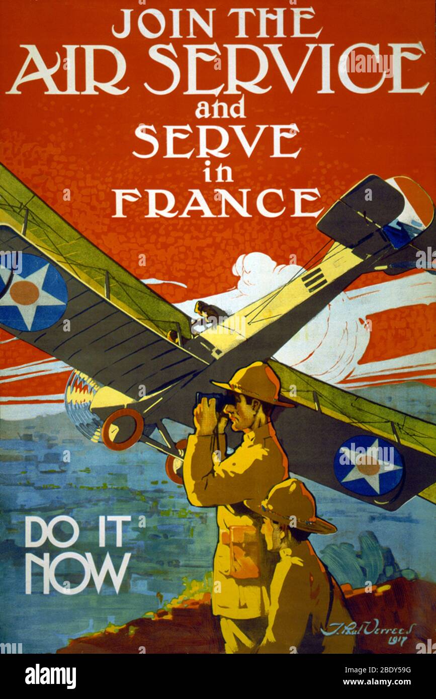 WWI, Póster de contratación de servicios aéreos, 1917 Foto de stock