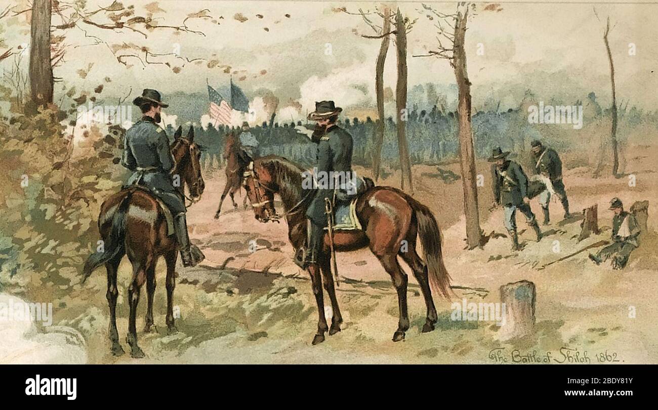 General Grant, Batalla de Shiloh, 1862 Foto de stock