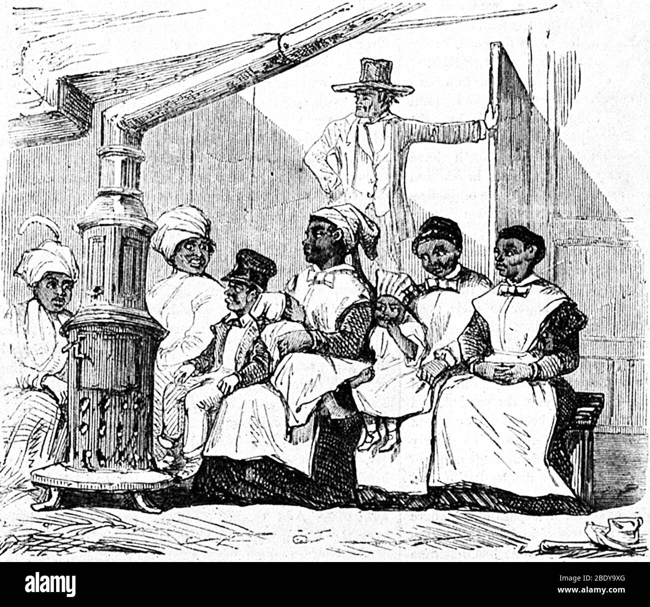Esclavos esperando ser vendidos, Virginia, 1857 Foto de stock