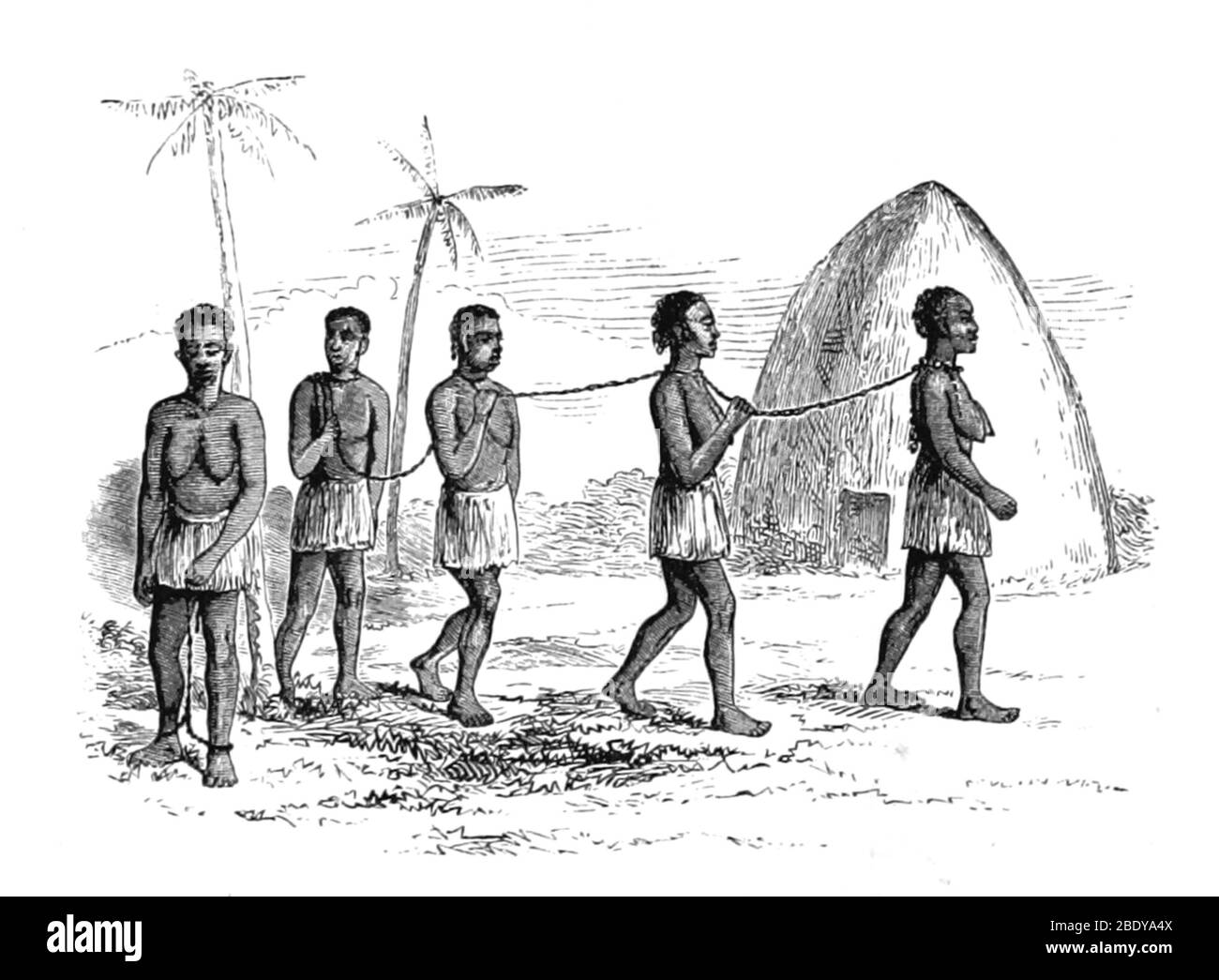 Esclavos encadenados, siglo XIX Foto de stock