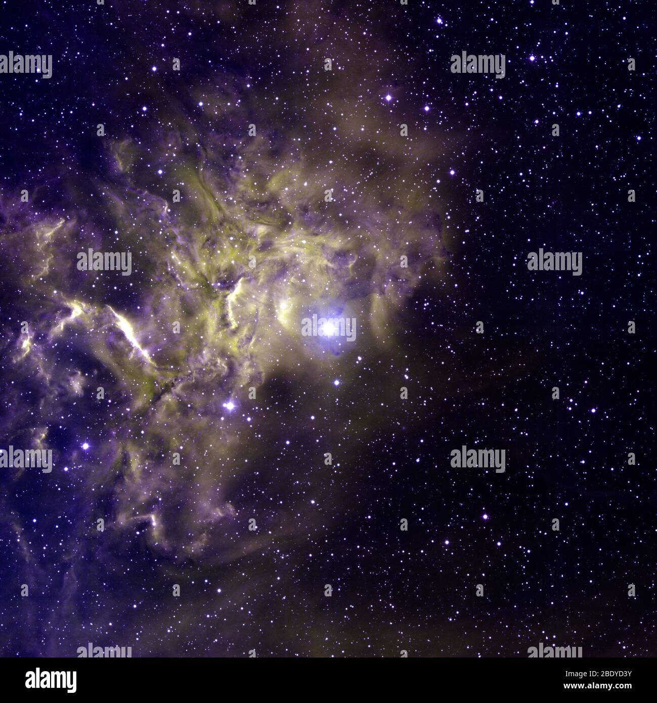 Nebulosa Estrella Flameante, IC 405, Caldwell 31 Foto de stock