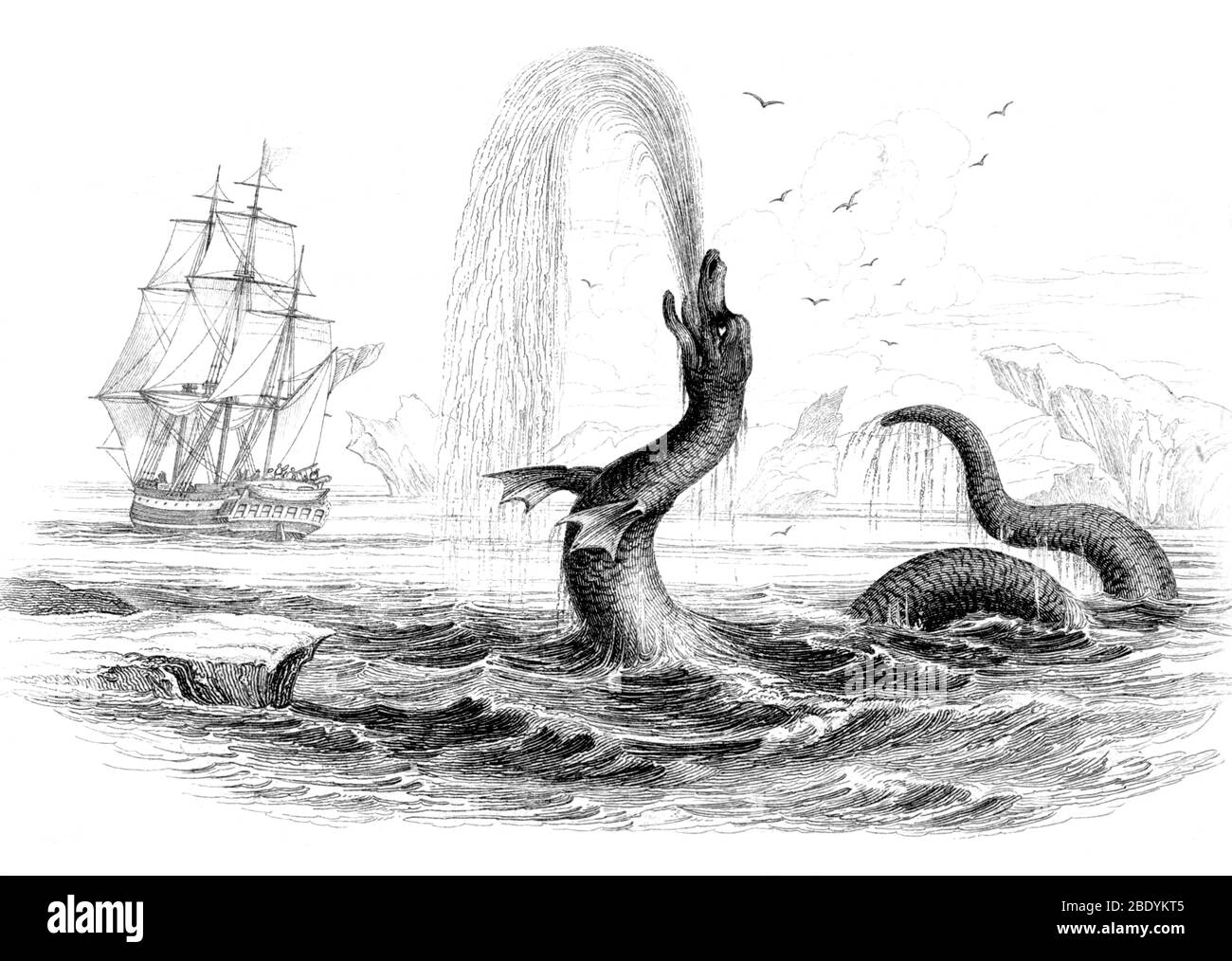 Serpiente de mar, monstruo legendario Foto de stock