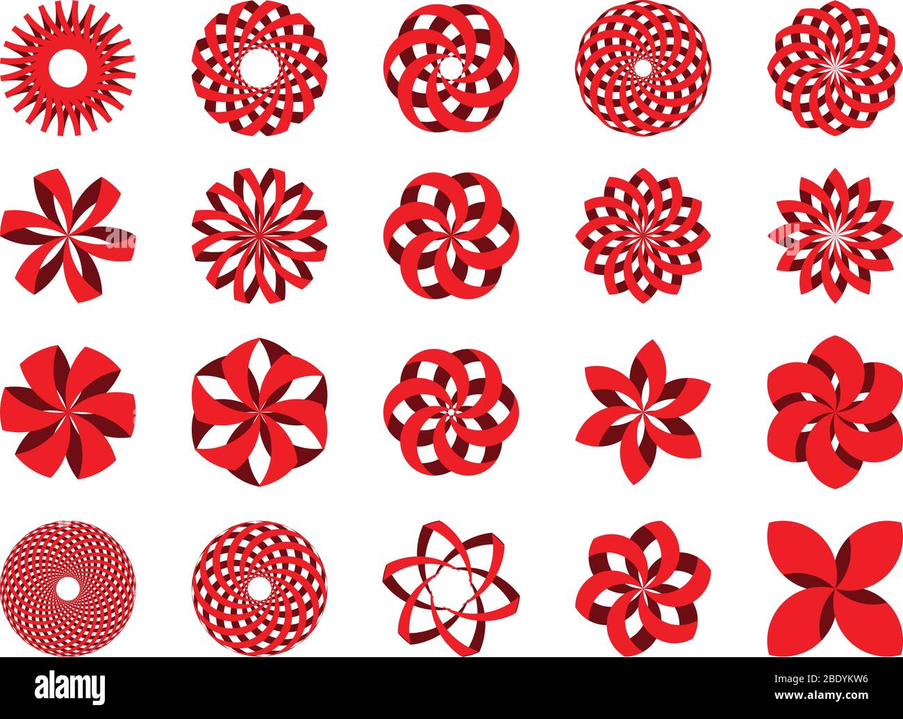 Conjunto de 20 iconos de ilustraciones abstractas en 3d en formato vectorial. Se puede utilizar como logotipo, en la promoción de Marca o para diferentes diseños de diseño gráfico. Ilustración del Vector