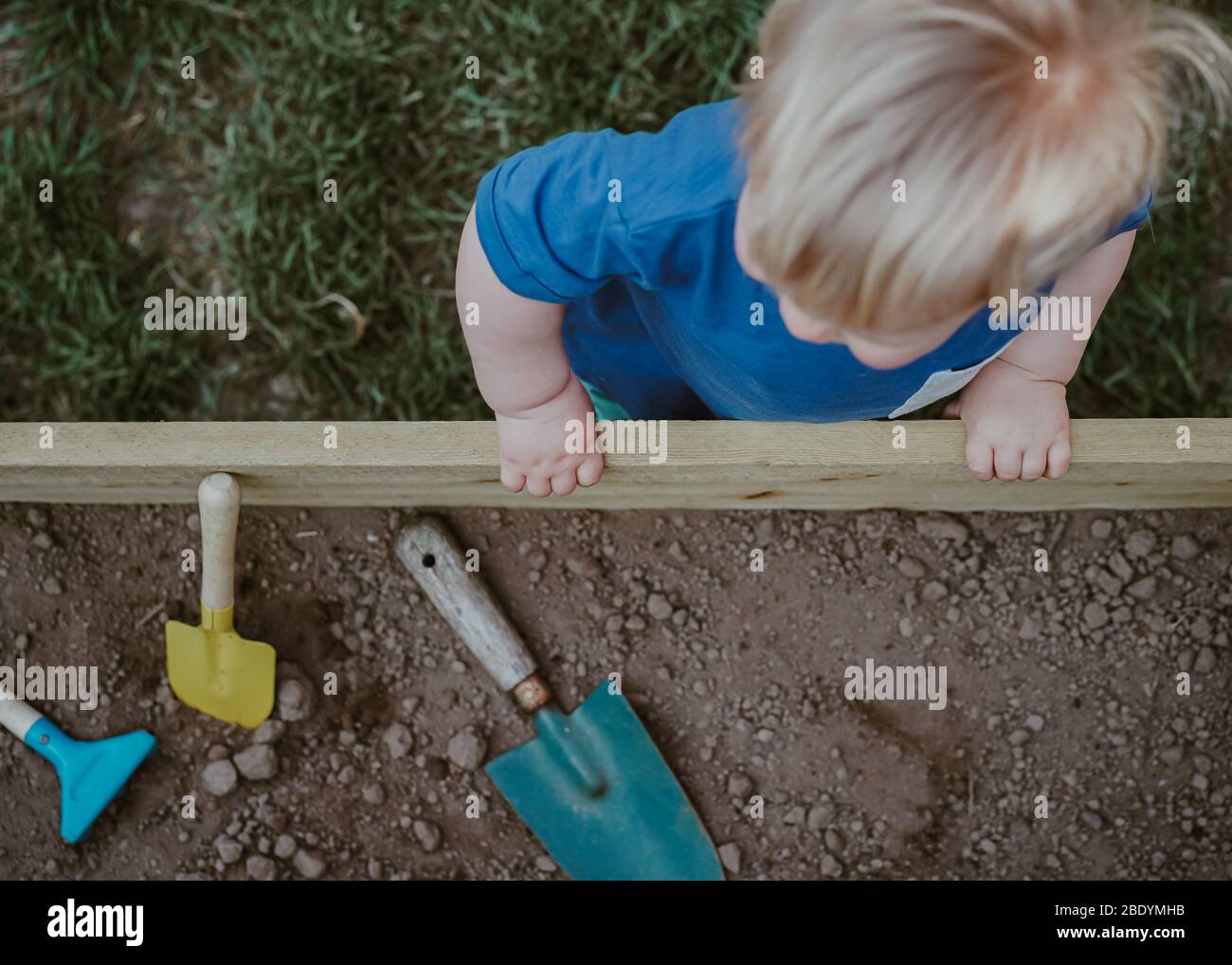 Pequeño niño niño pequeño jardín Foto de stock