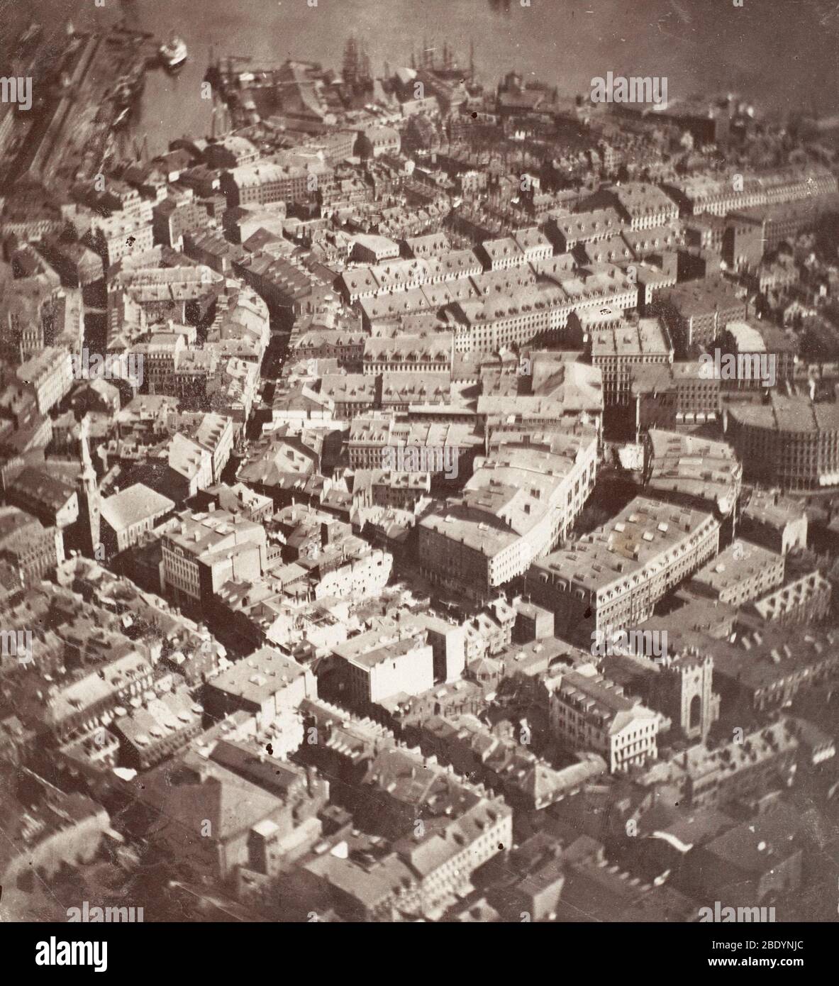 Primera fotografía aérea de EE.UU., Boston desde el globo, 1860 Foto de stock