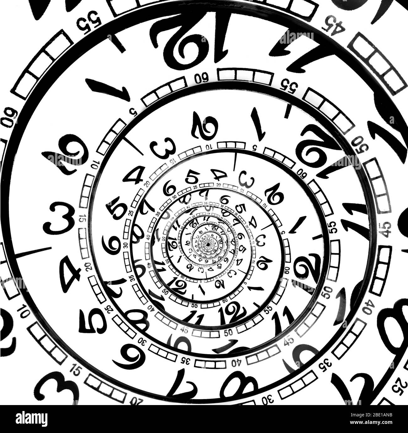 Curvas en espiral de una esfera de reloj clásica que representa el infinito  temporal Fotografía de stock - Alamy
