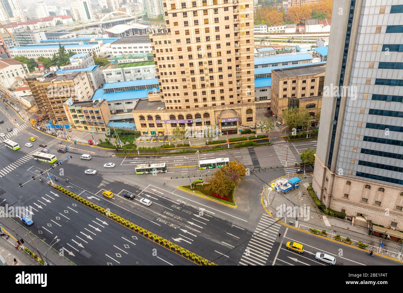 Vista aérea de la ciudad de Wuhan en china. Perfil de Wuhan Foto de stock