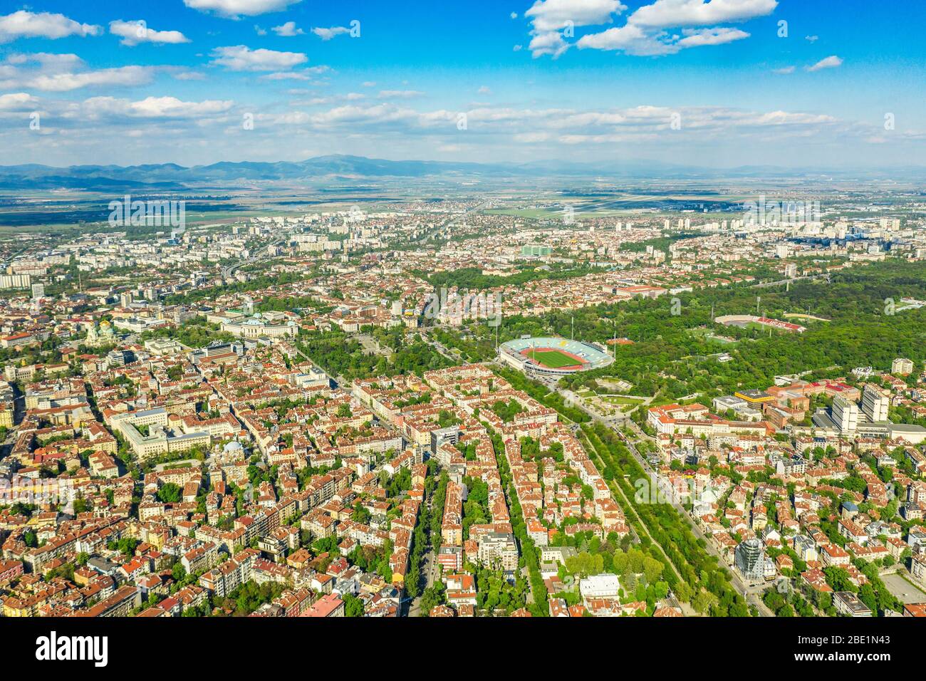 Europa, Bulgaria, Sofía, vista aérea del centro de la ciudad Foto de stock