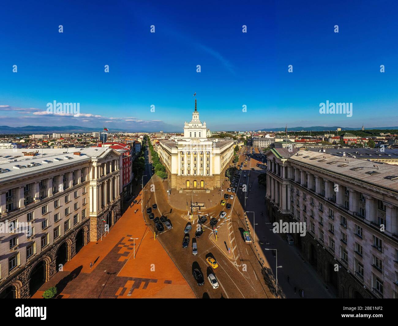 Europa, Bulgaria Sofía, edificio de la Asamblea Nacional, vista aérea Foto de stock